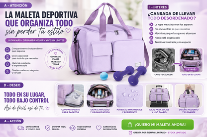 Maleta Gimnasio Deporte Portatil Lila karla